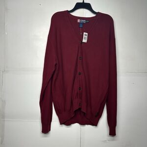 Chaps Ralph Lauren Vintage Cardigan Sweater Red 100% Cotton Made in Hong Kong XL